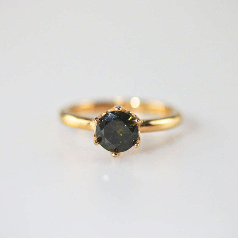 Meideya Jewelry Round Olive Peridot Gemstone Ring