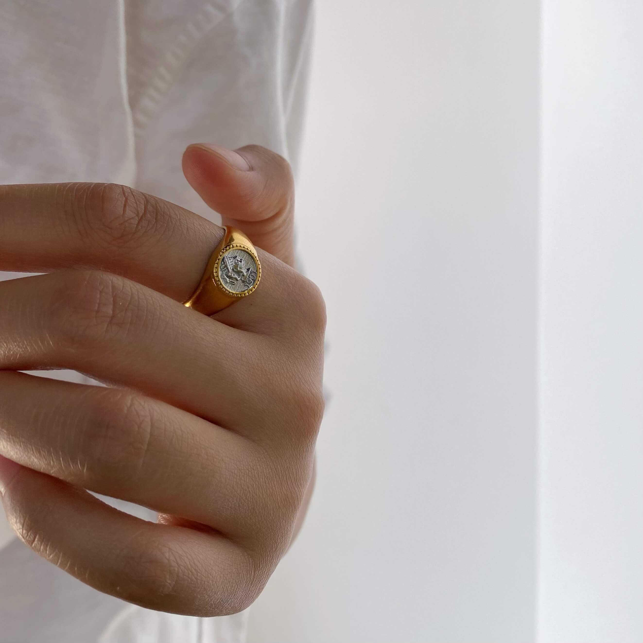 Athena Coin Signet Ring