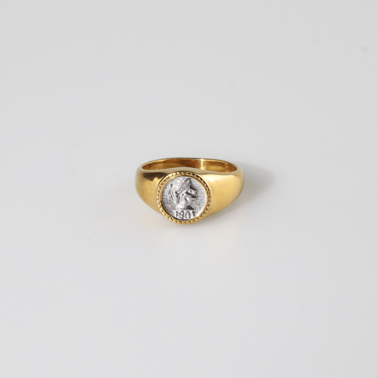 Athena Coin Signet Ring