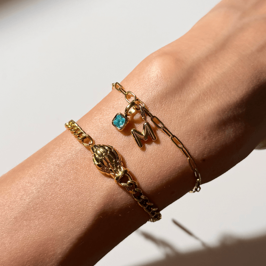 Initial and Birthstone Bracelet