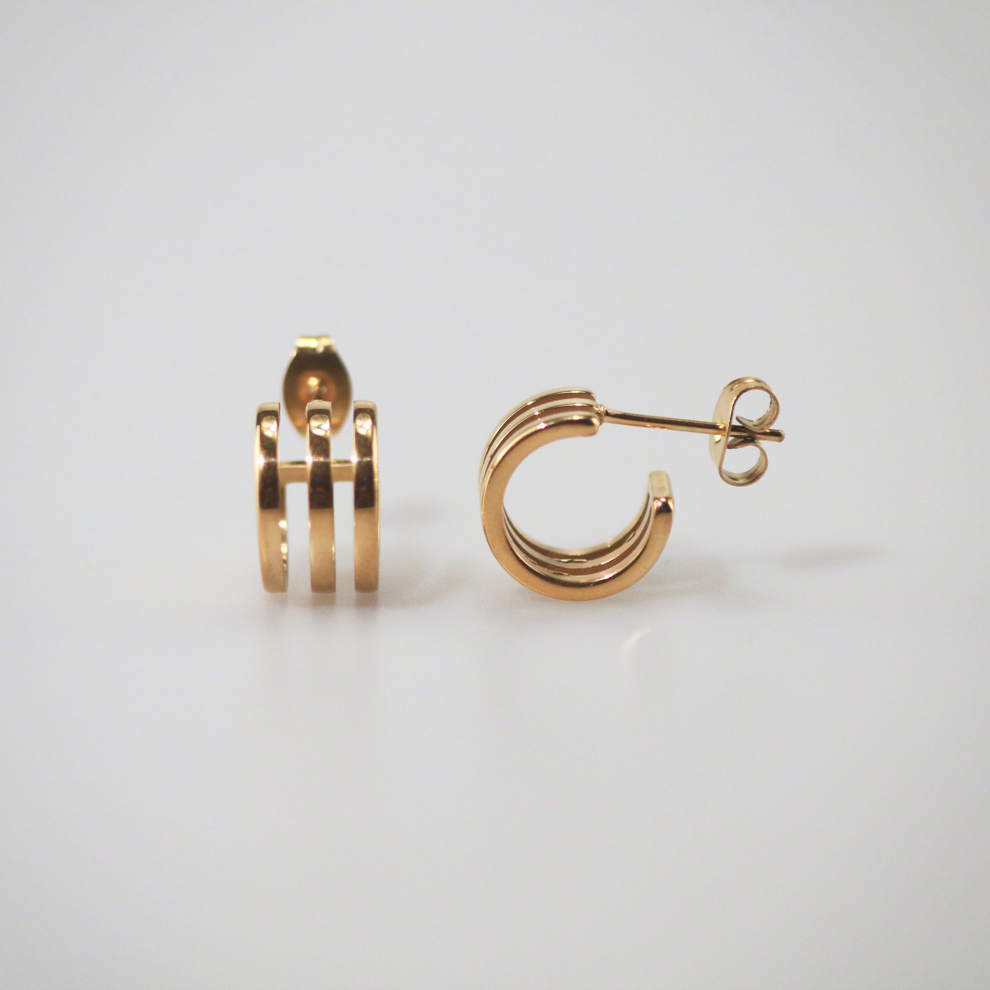 Meideya Jewelry Gold Triple Hoop Earrings