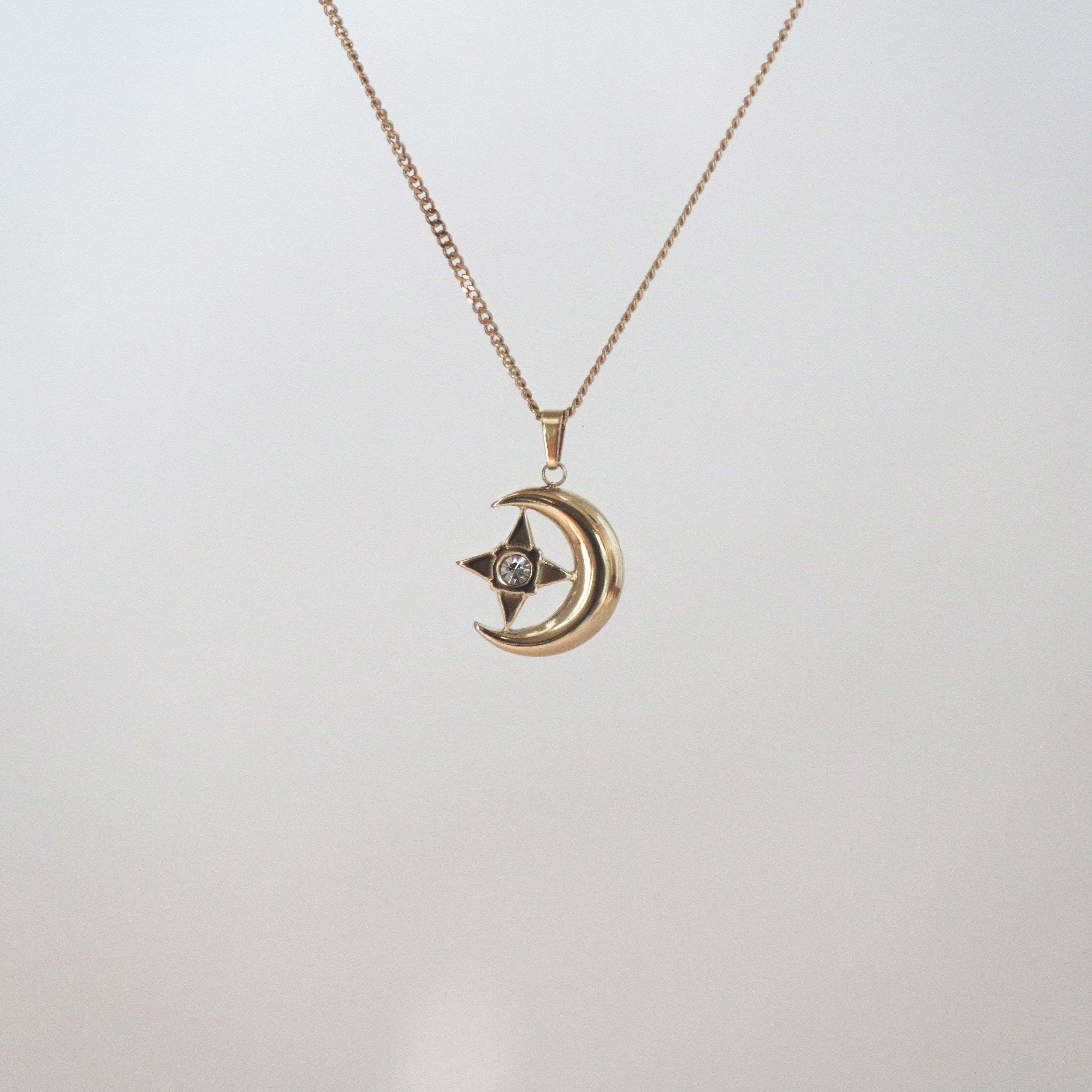Meideya Jewelry Crescent Moon Star Pendant Necklace