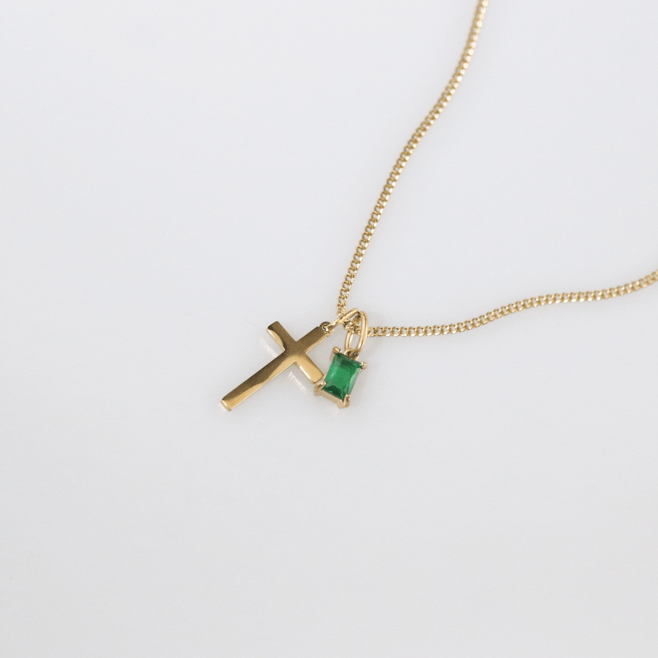 Cross and Birthstone Necklace