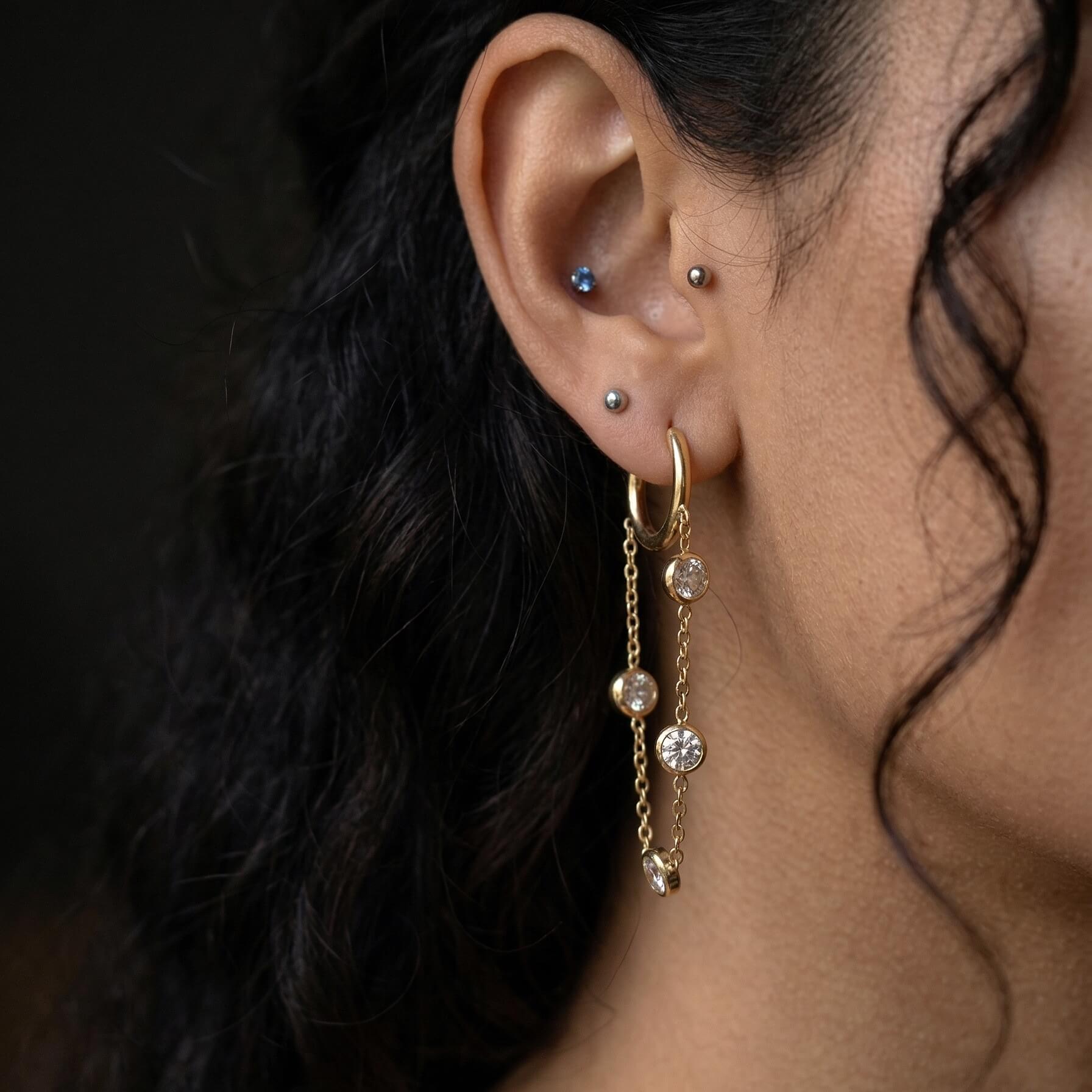 Crystal Chain Hoop Earrings