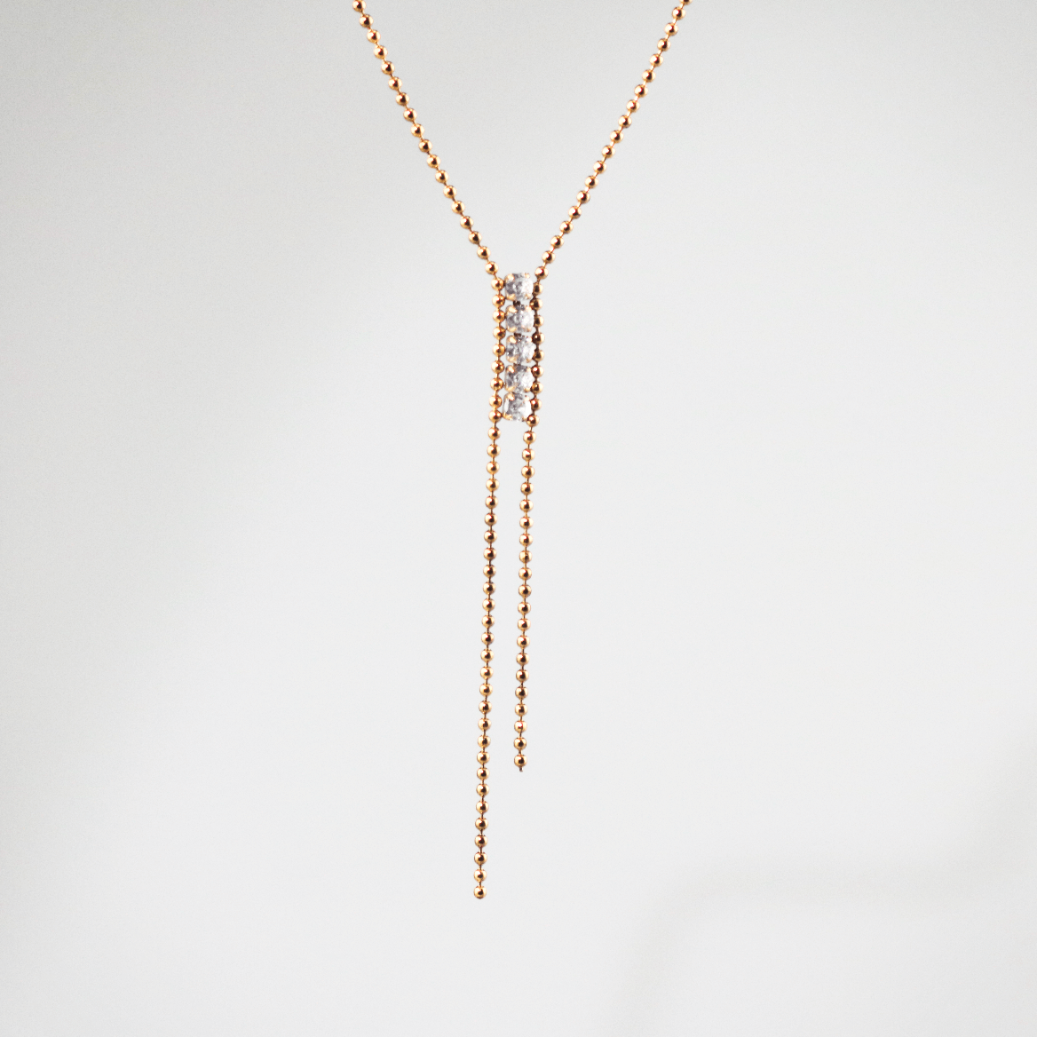 gold crystal lariat necklace