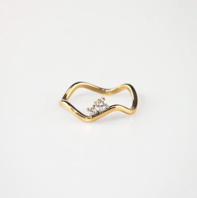 Delicate Sparkle Wave Ring
