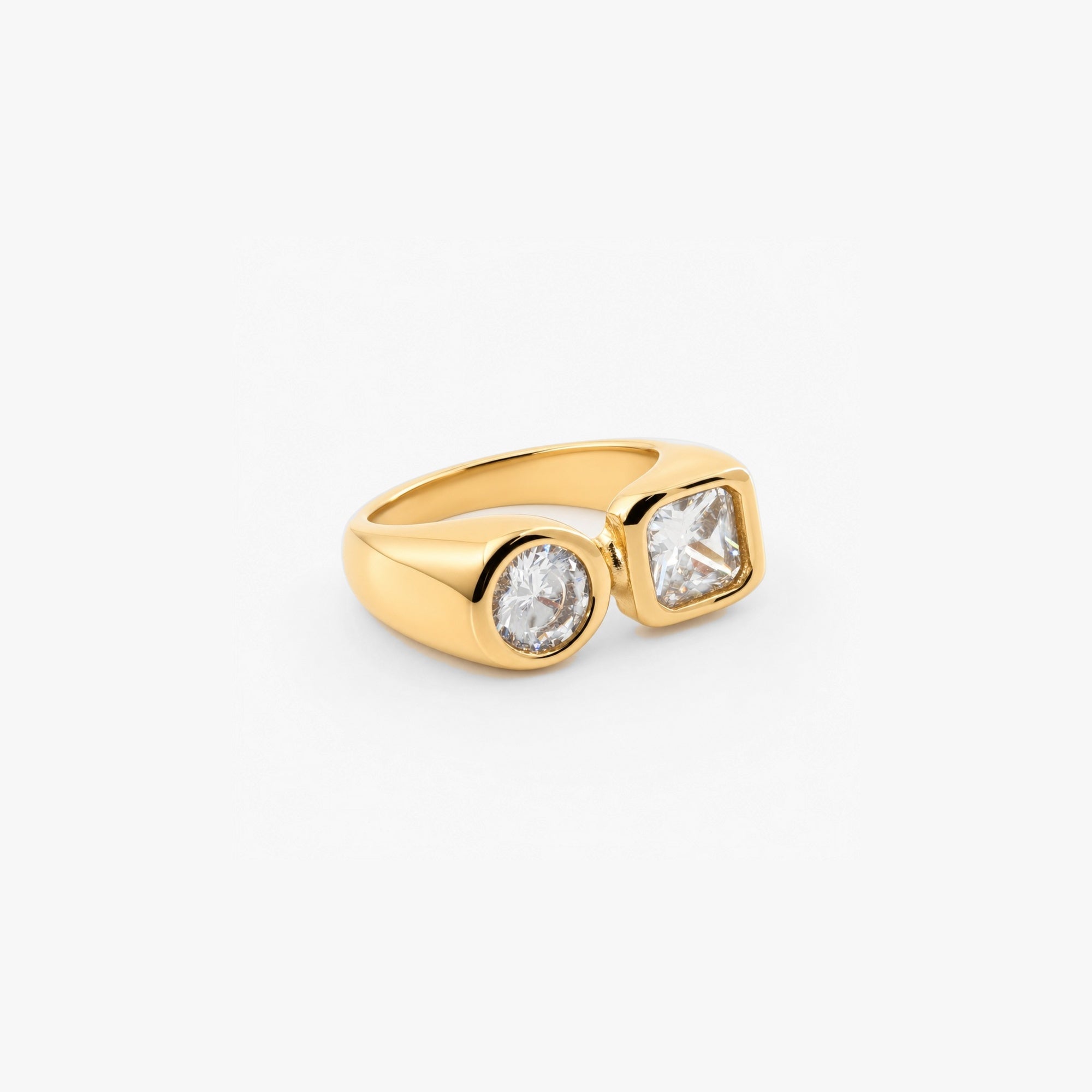 Double CZ signet ring 