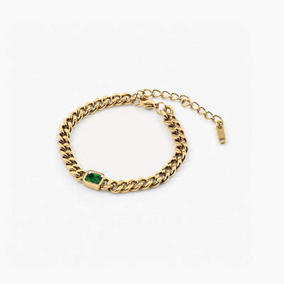 Emerald Gem Curb Chain Bracelet