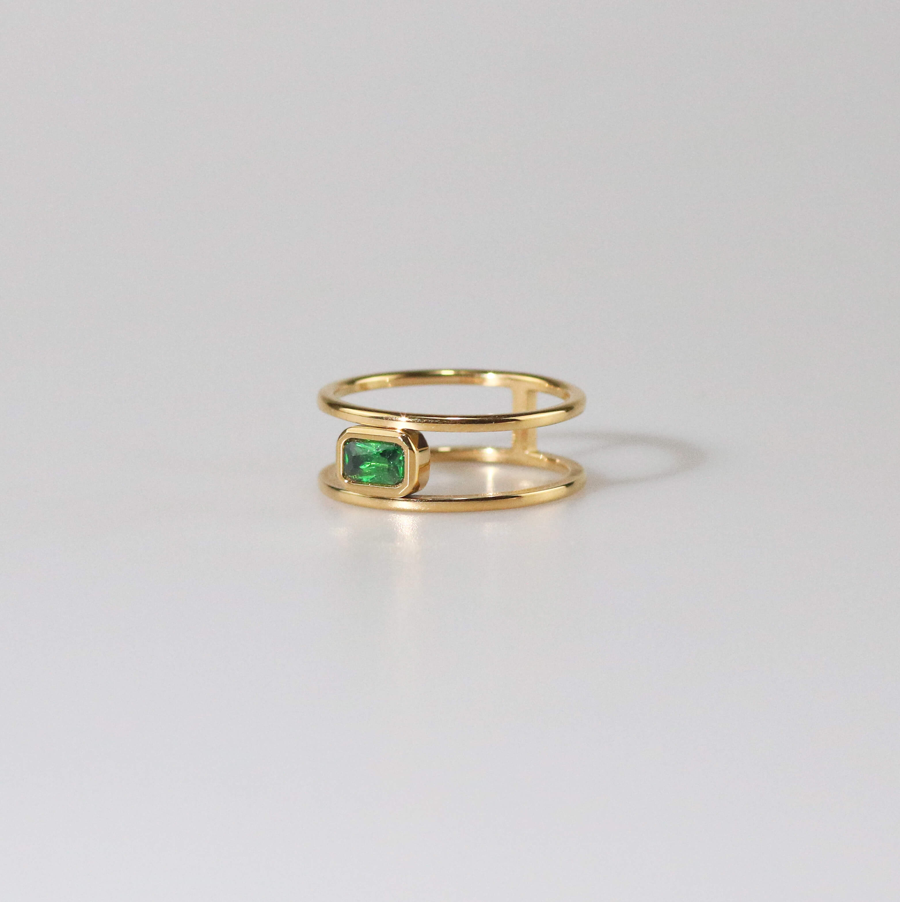 Meideya jewelry gold emerald stone ring