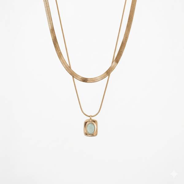 Eve Layered Necklace - Green