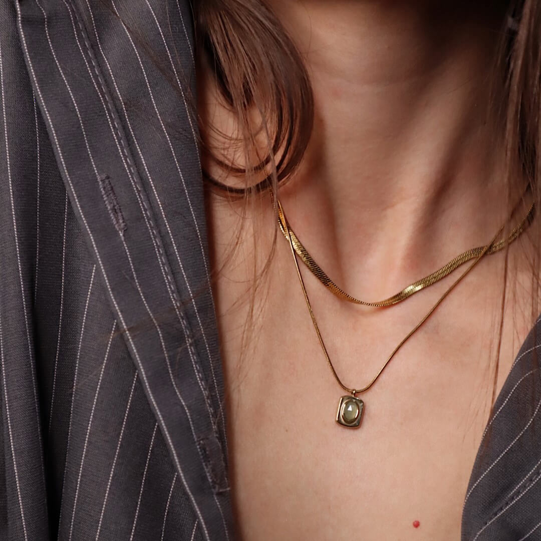 Eve Layered Necklace - Green