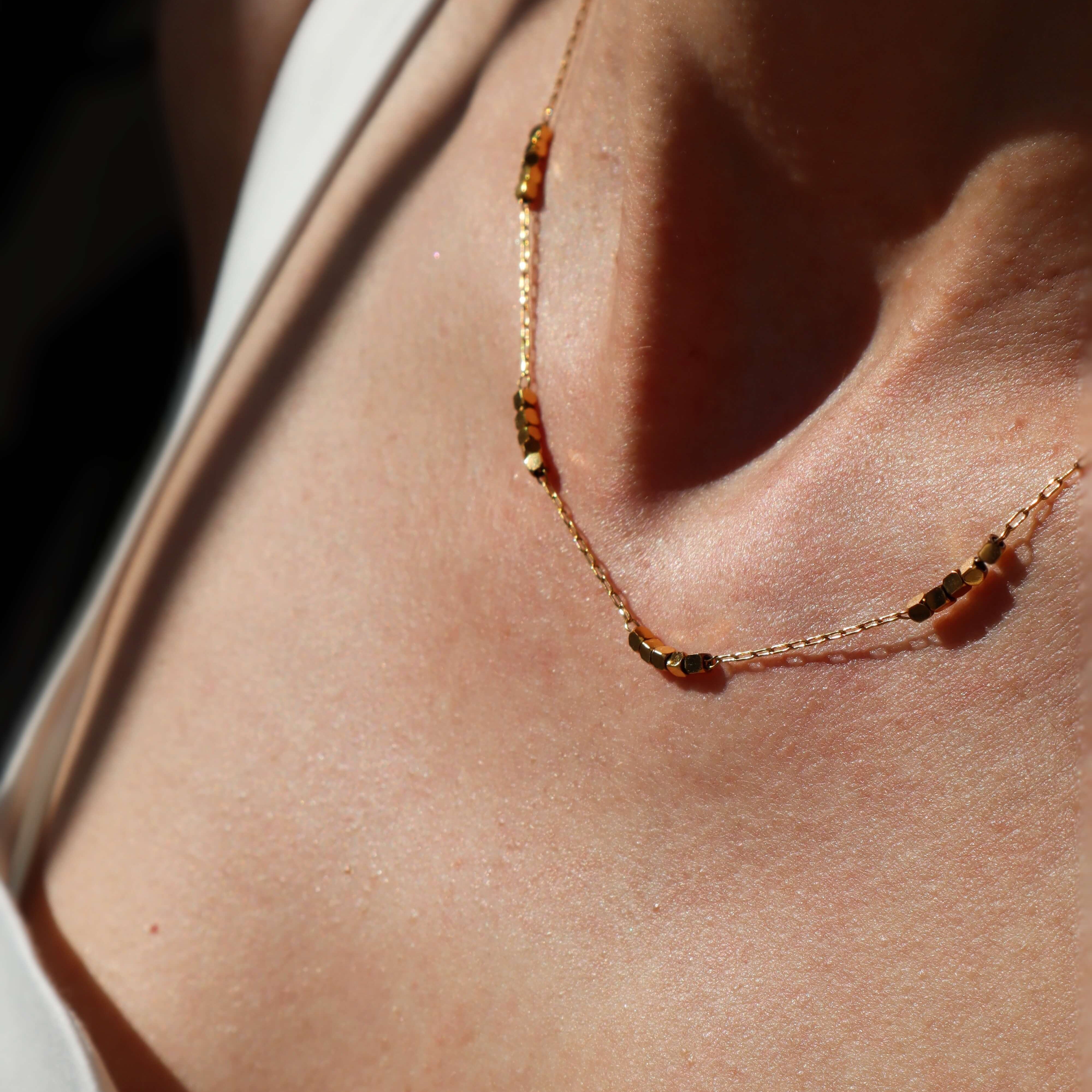 Gold Square Beads Choker