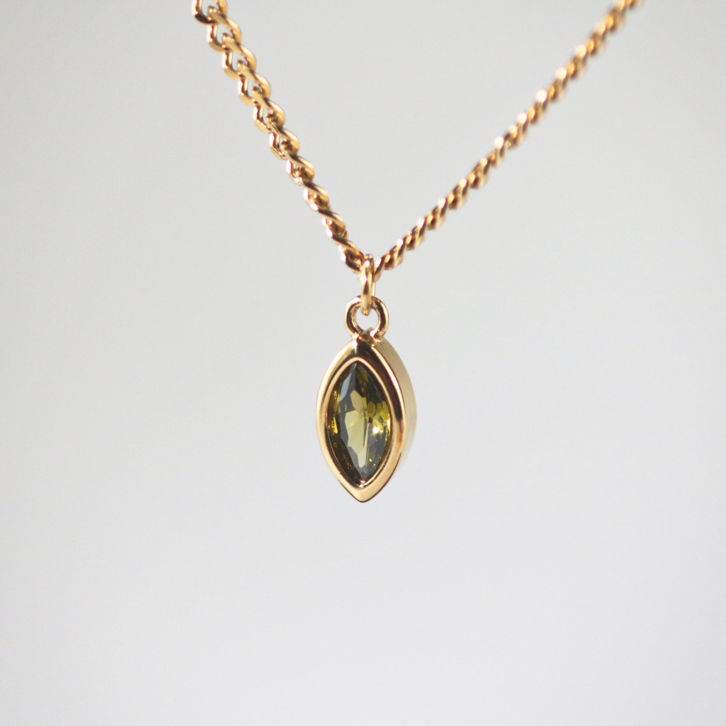 Meideya Jewelry Olive Green Sapphire Marquise Pendant Necklace