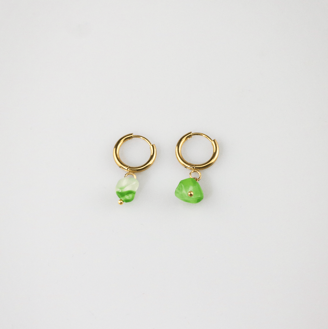 Green Agate Hoop Earrings