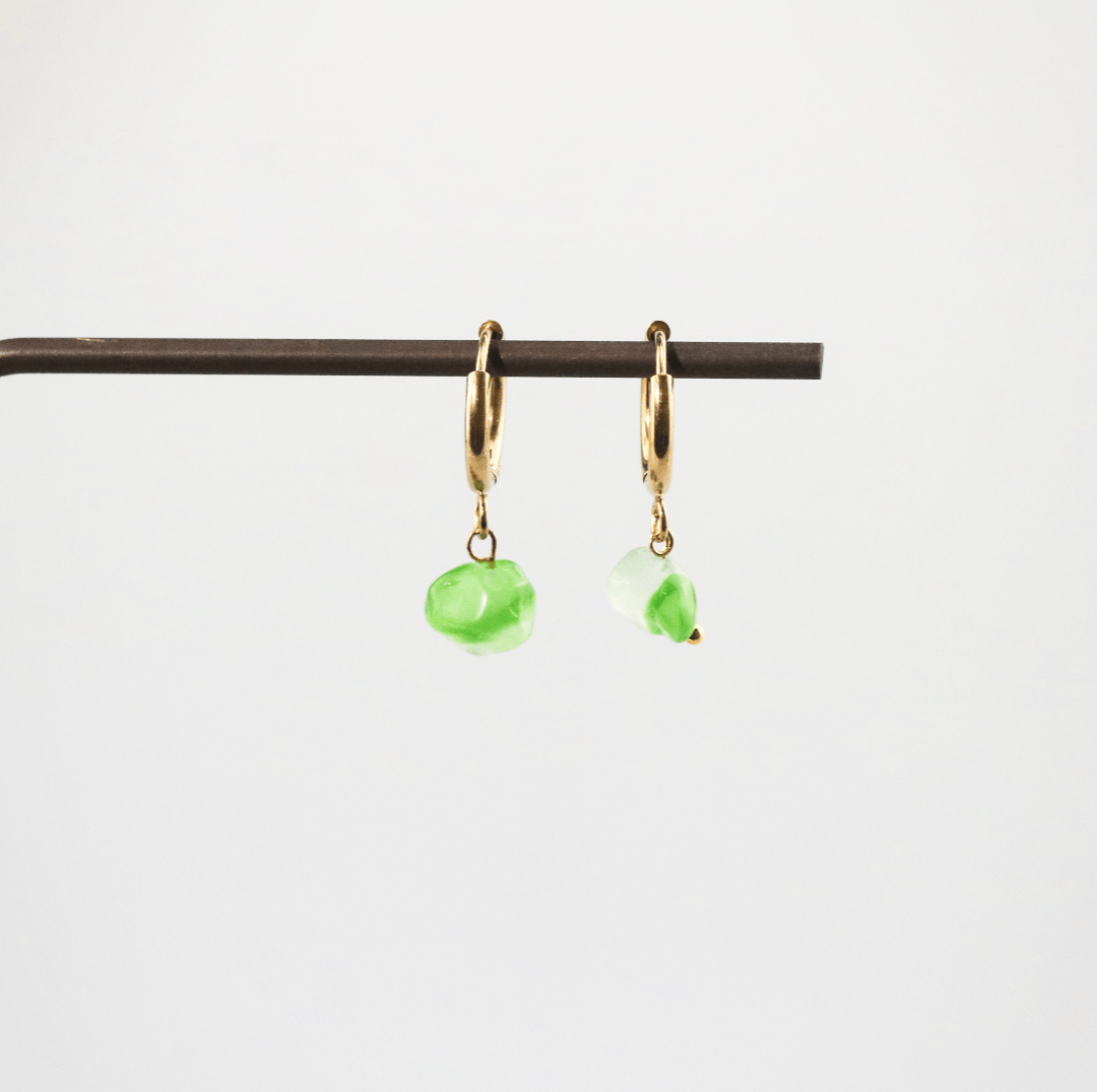 Green Agate Hoop Earrings