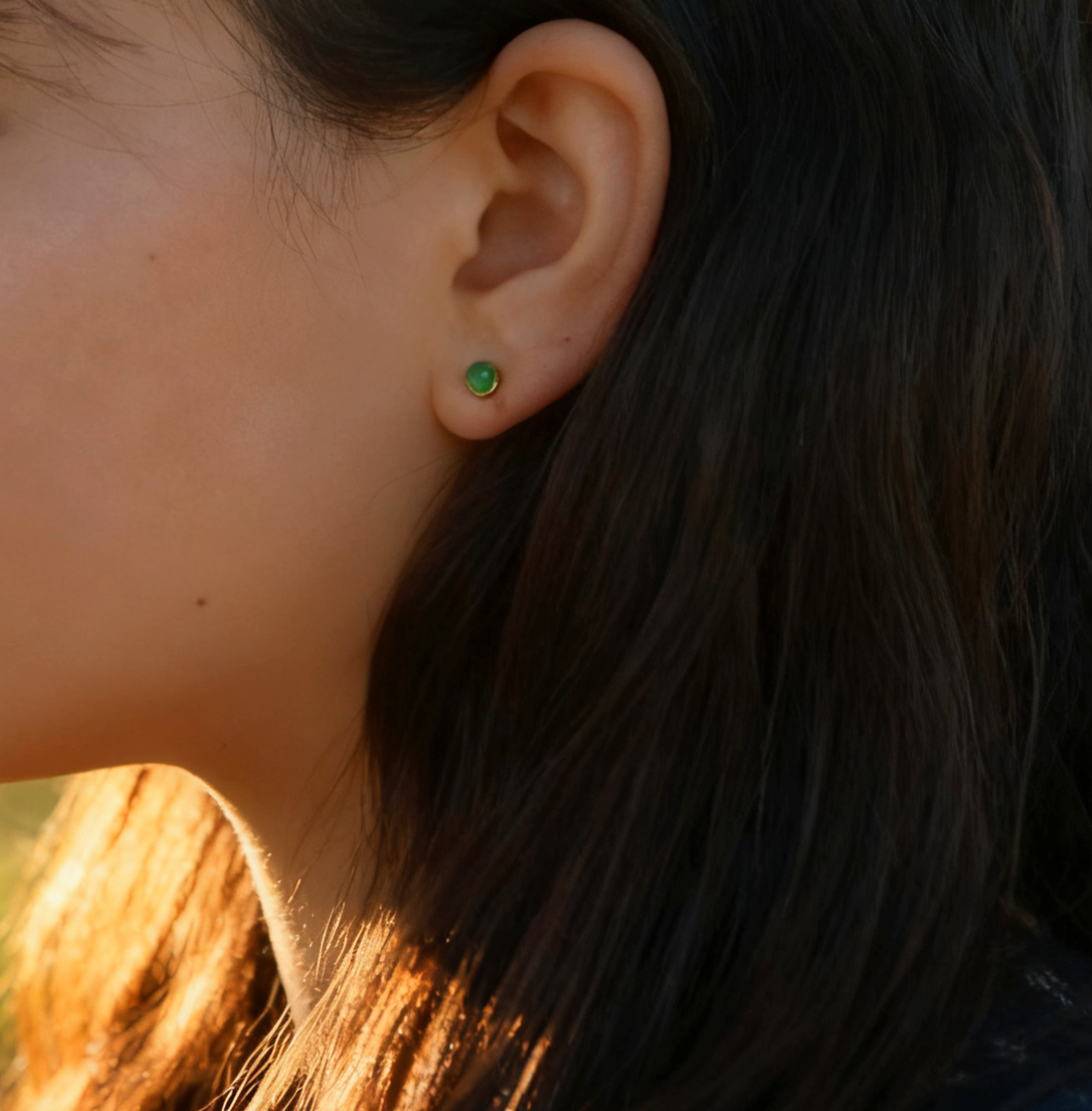 Green Agate Studs