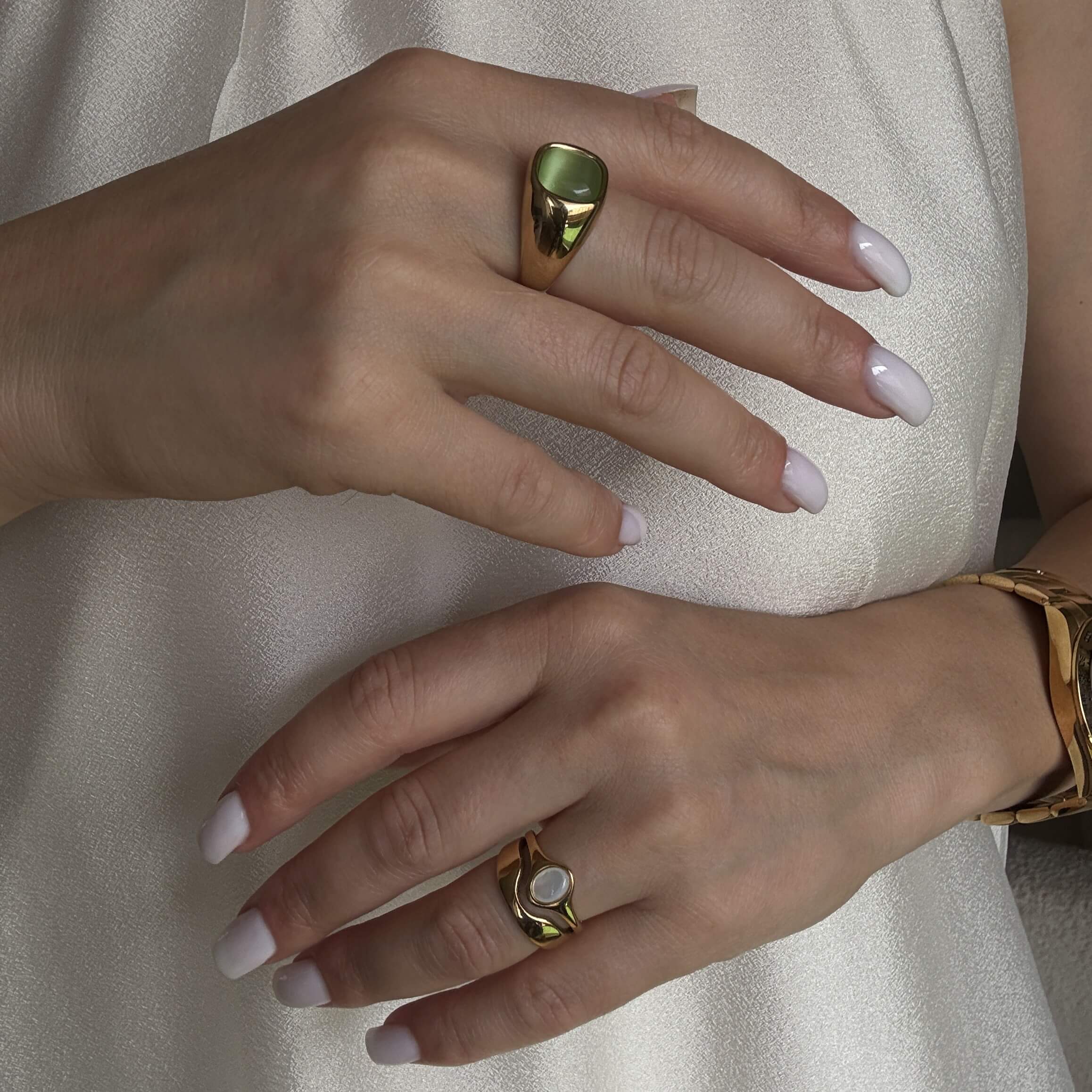 Green Cats Eye Signet Ring