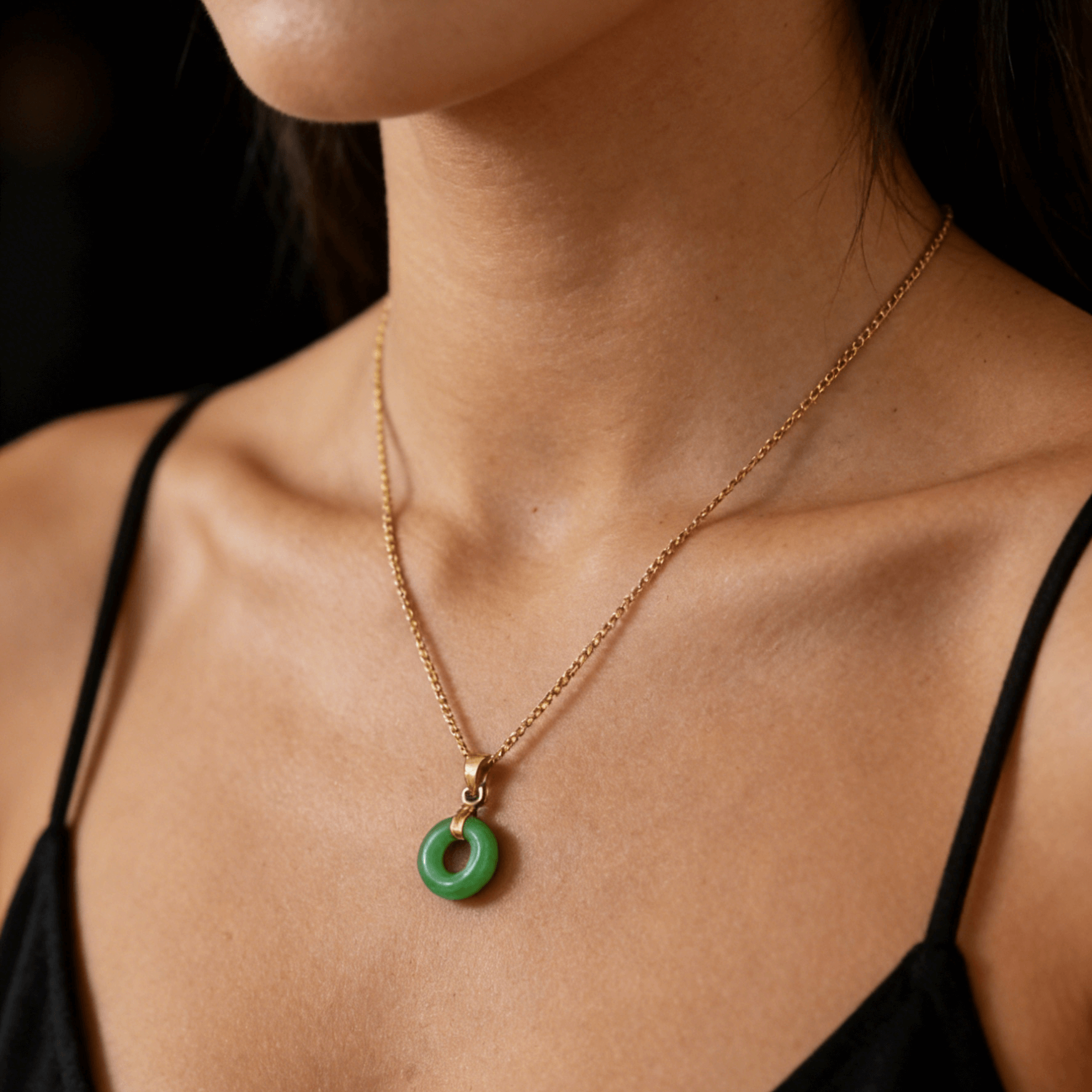 Green Jade Donut Necklace