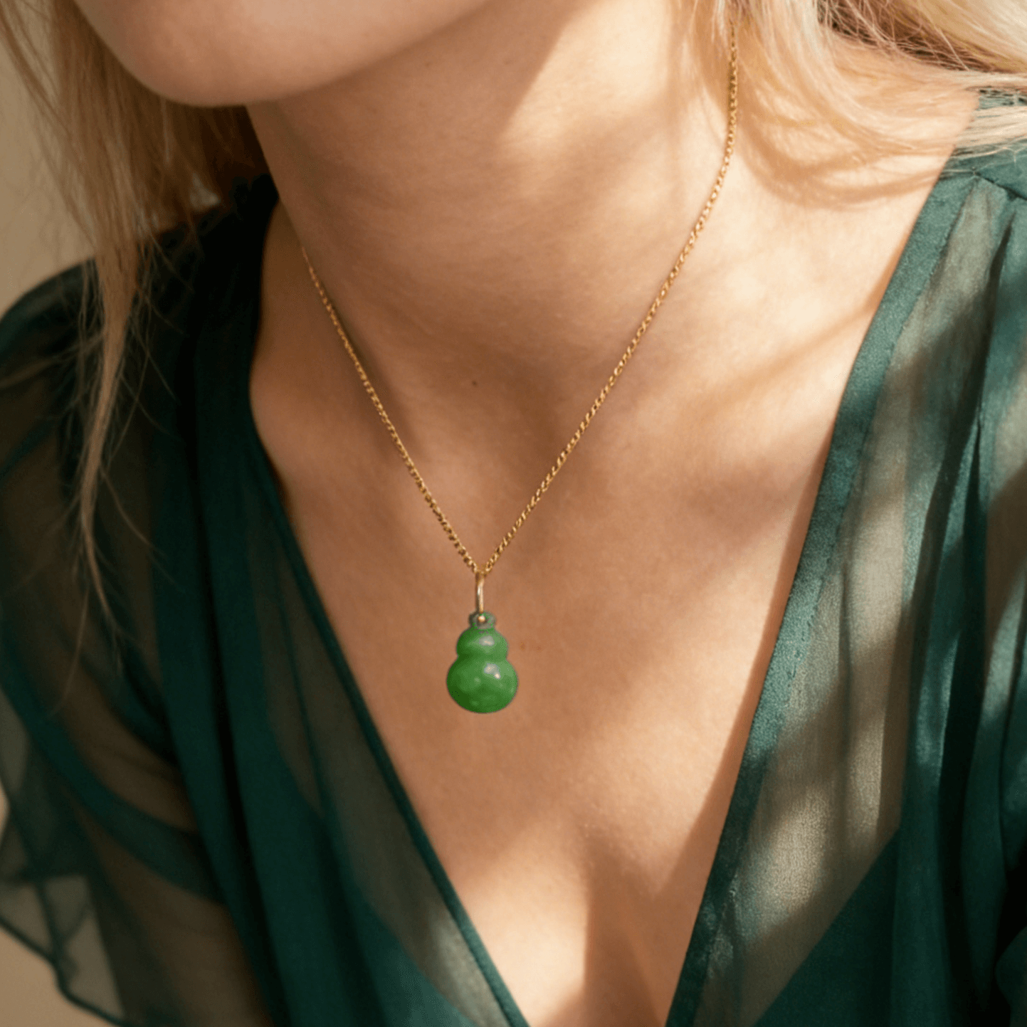 Green Jade Gourd Necklace