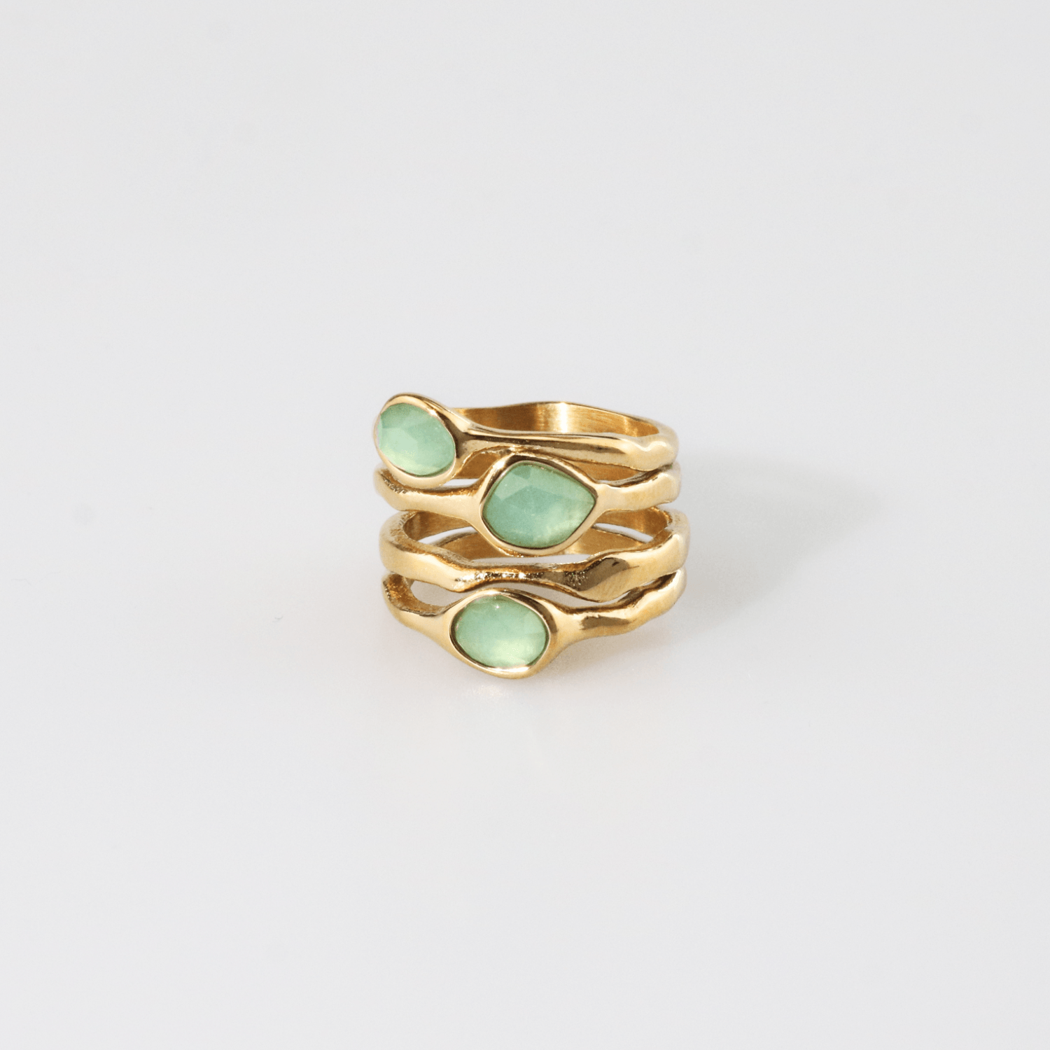 Green Stone Multi Row Ring