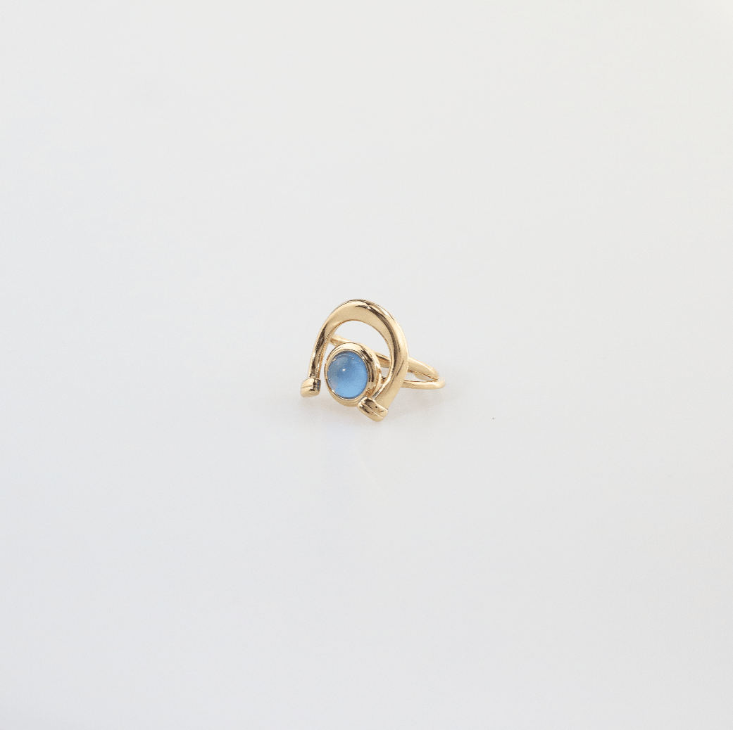 Horseshoe Blue Stone Ring