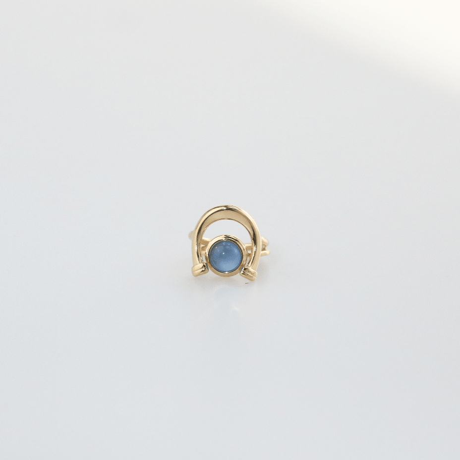 Horseshoe Blue Stone Stackable Ring
