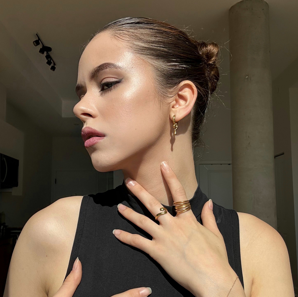 Dripping Hoop Earrings, 18k Gold, Waterproof | Meideya
