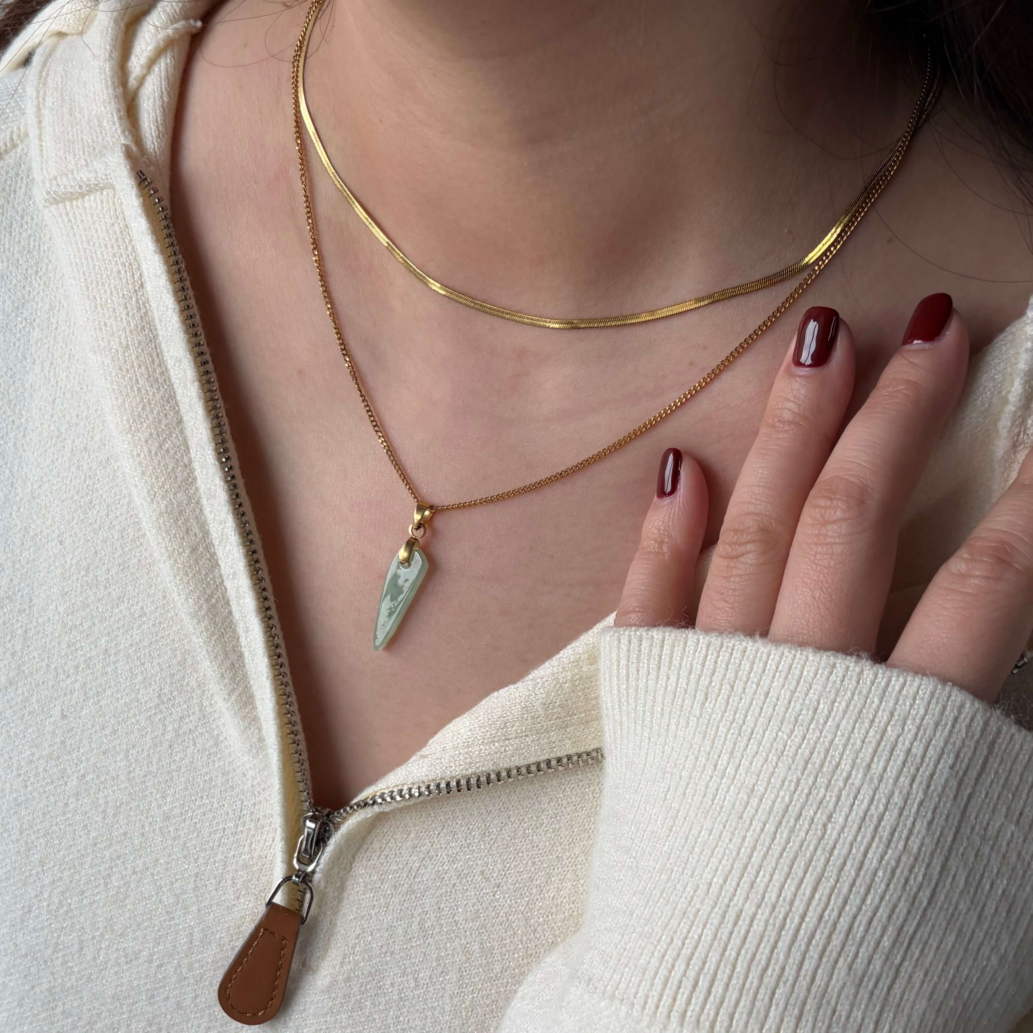 Green Jade Spike Necklace