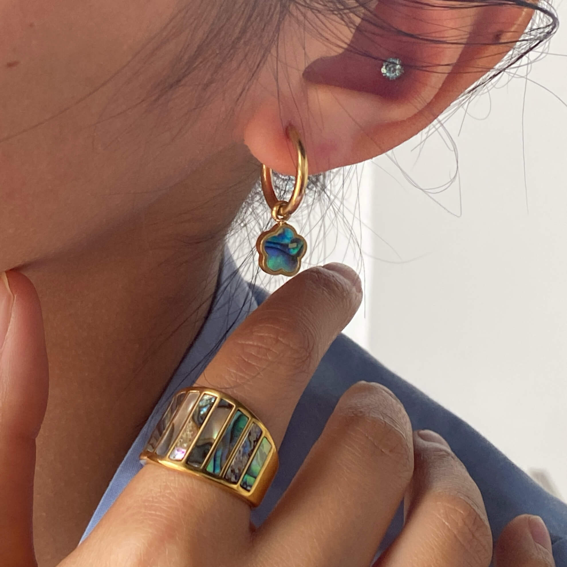 Abalone Hoop Earrings