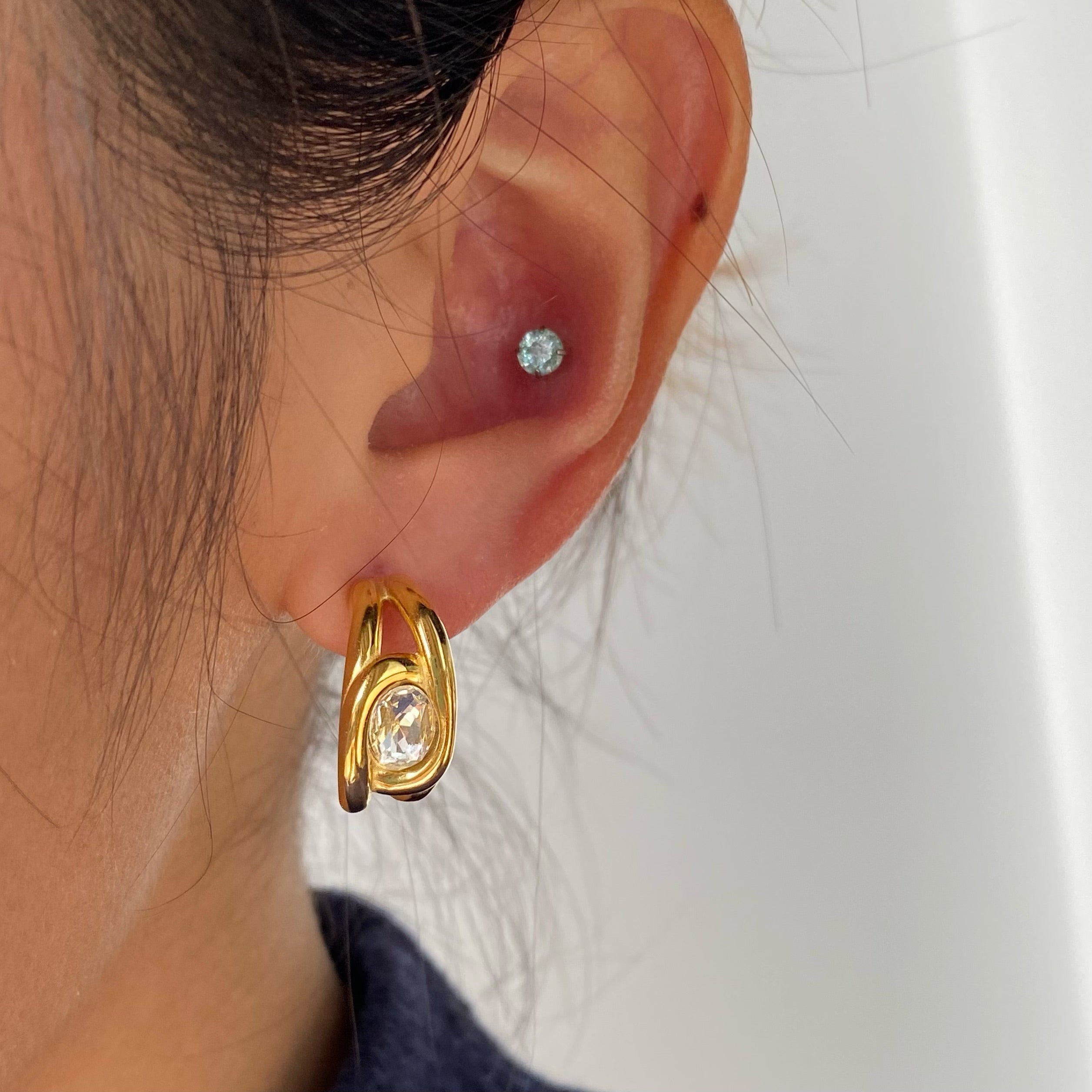 Aura CZ Huggie Earrings