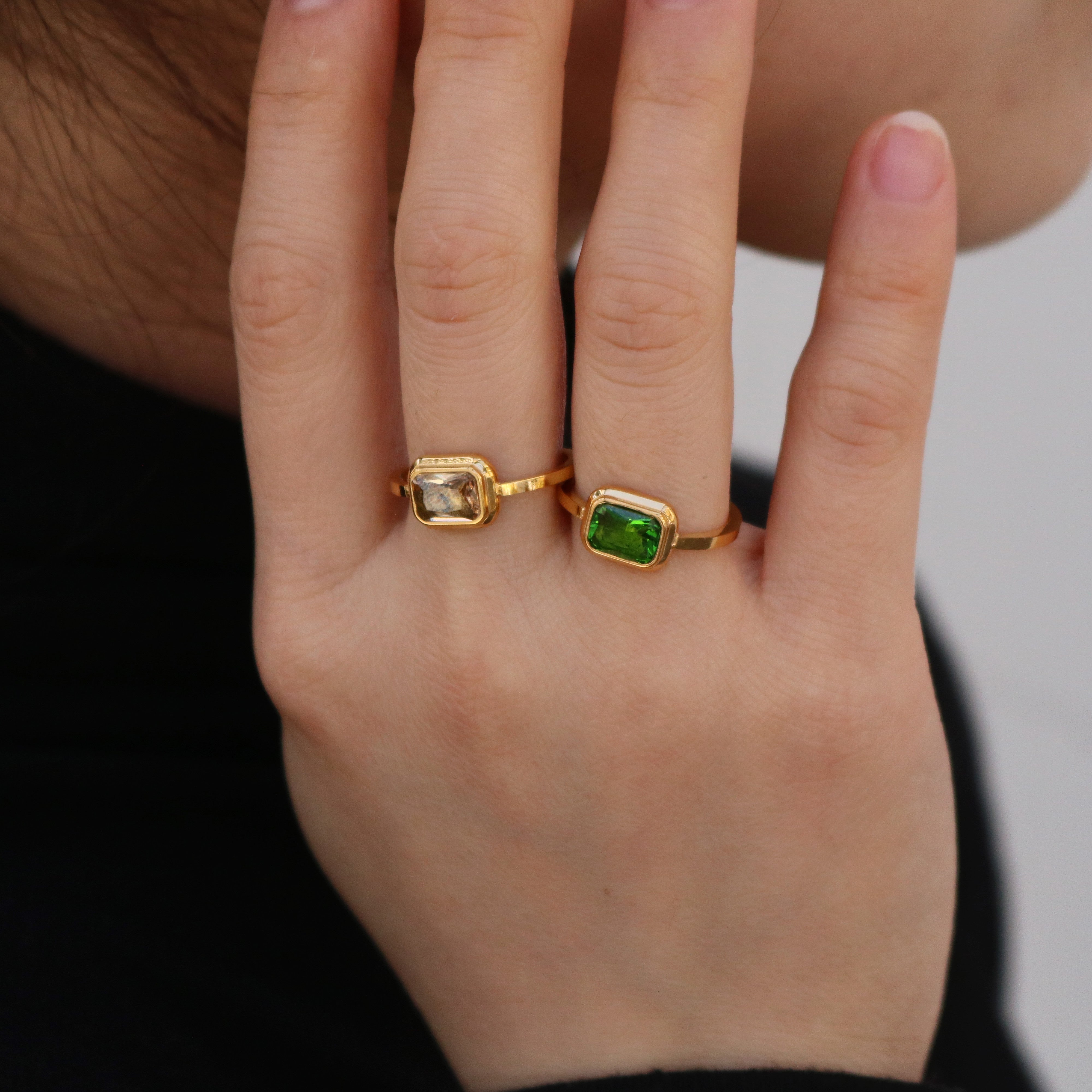 Meideya Jewelry Square Emerald Ring