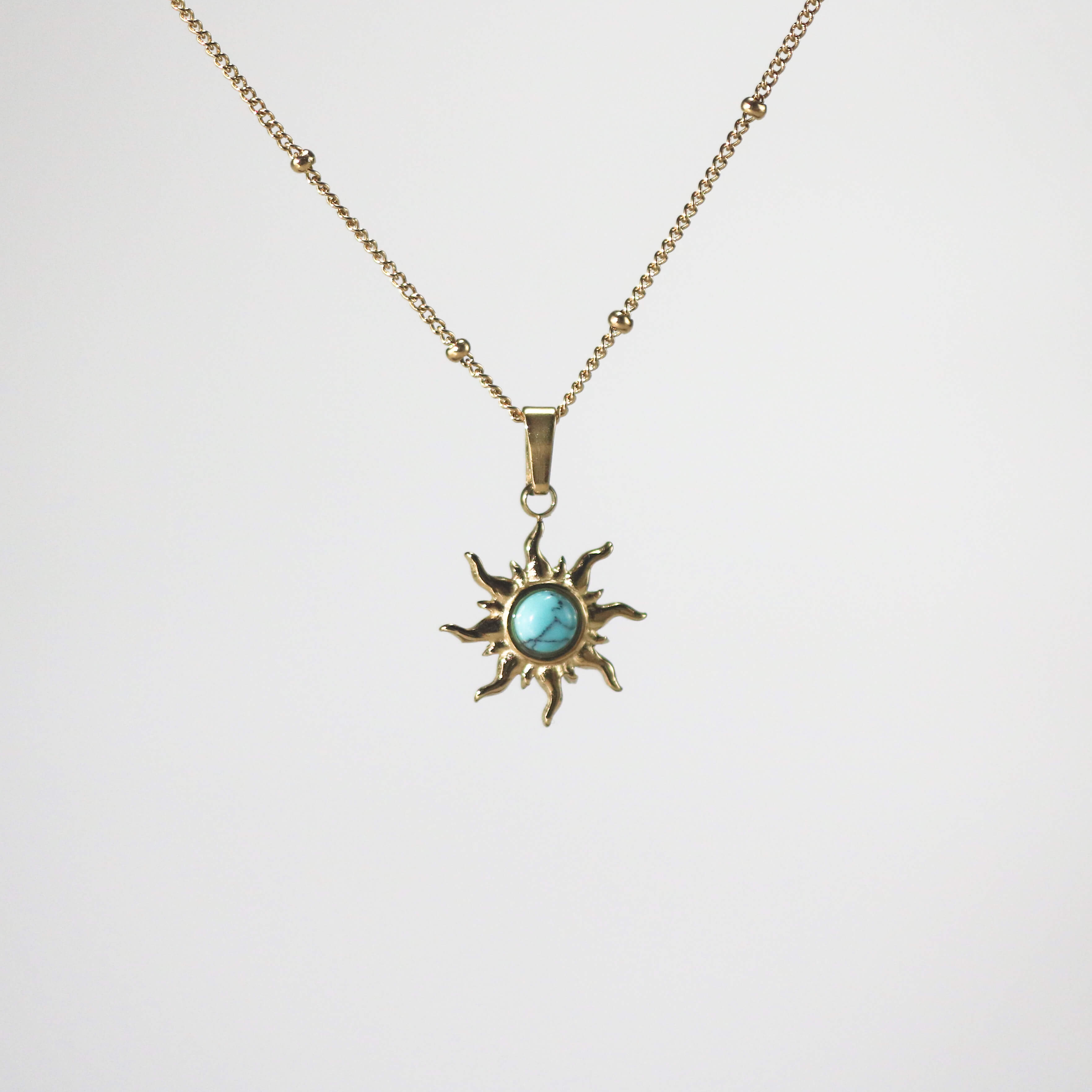 Meideya Jewelry Turquoise sun pendant necklace