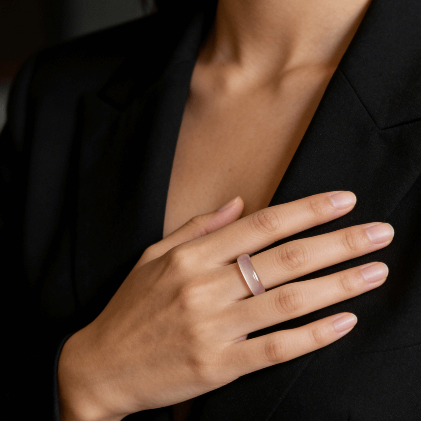 Light Pink Jade Band Ring