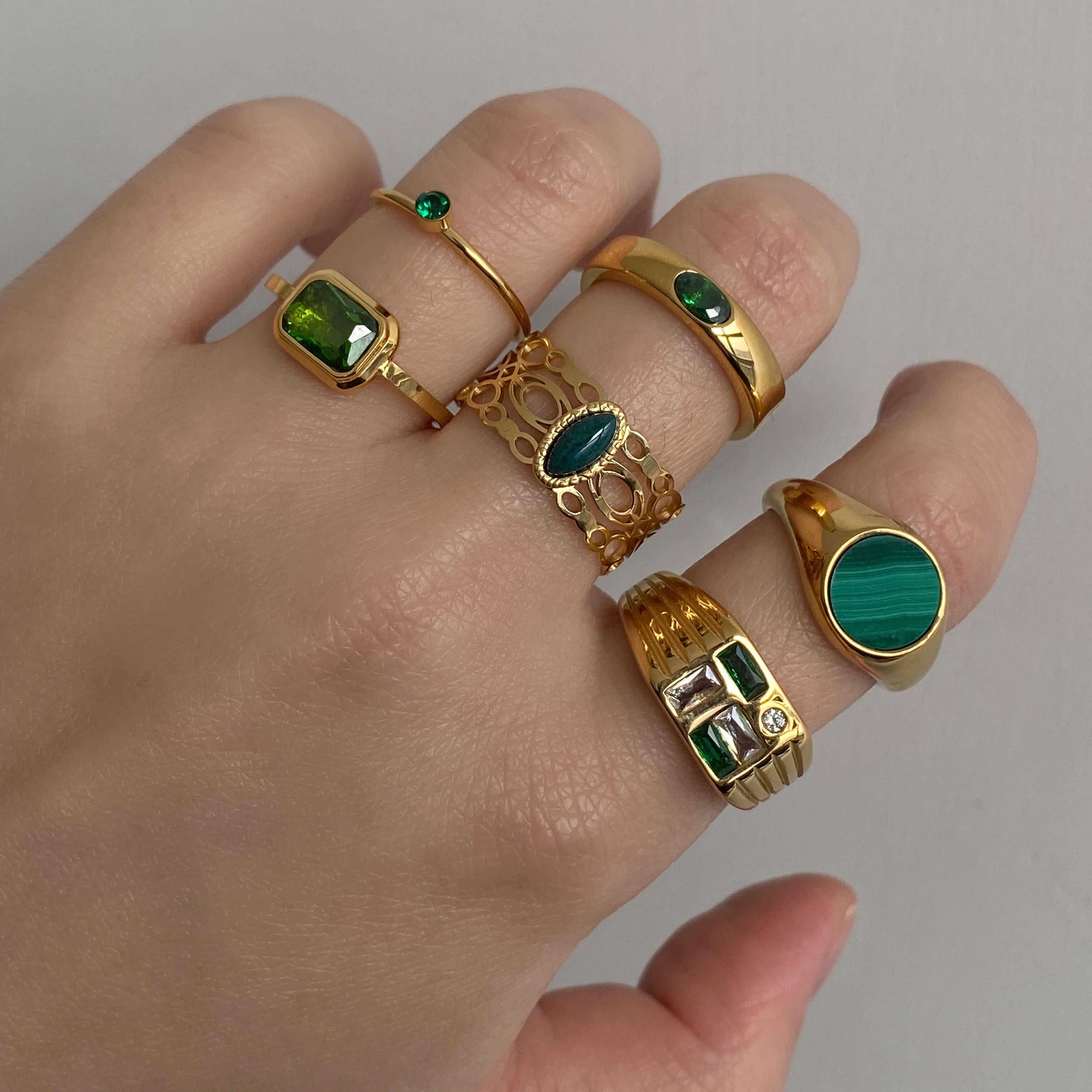Malachite Hollow Out Ring