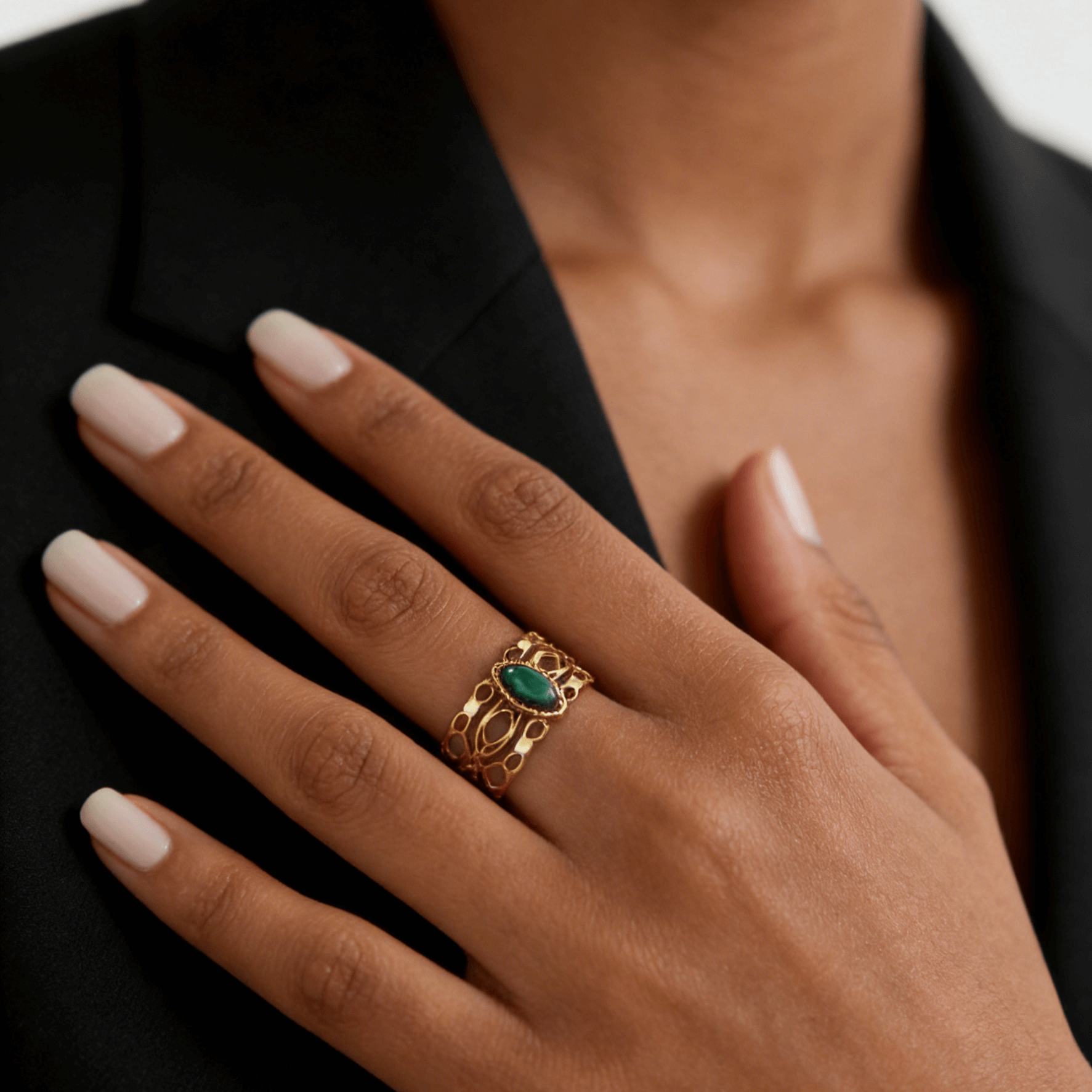 Malachite Hollow Out Ring