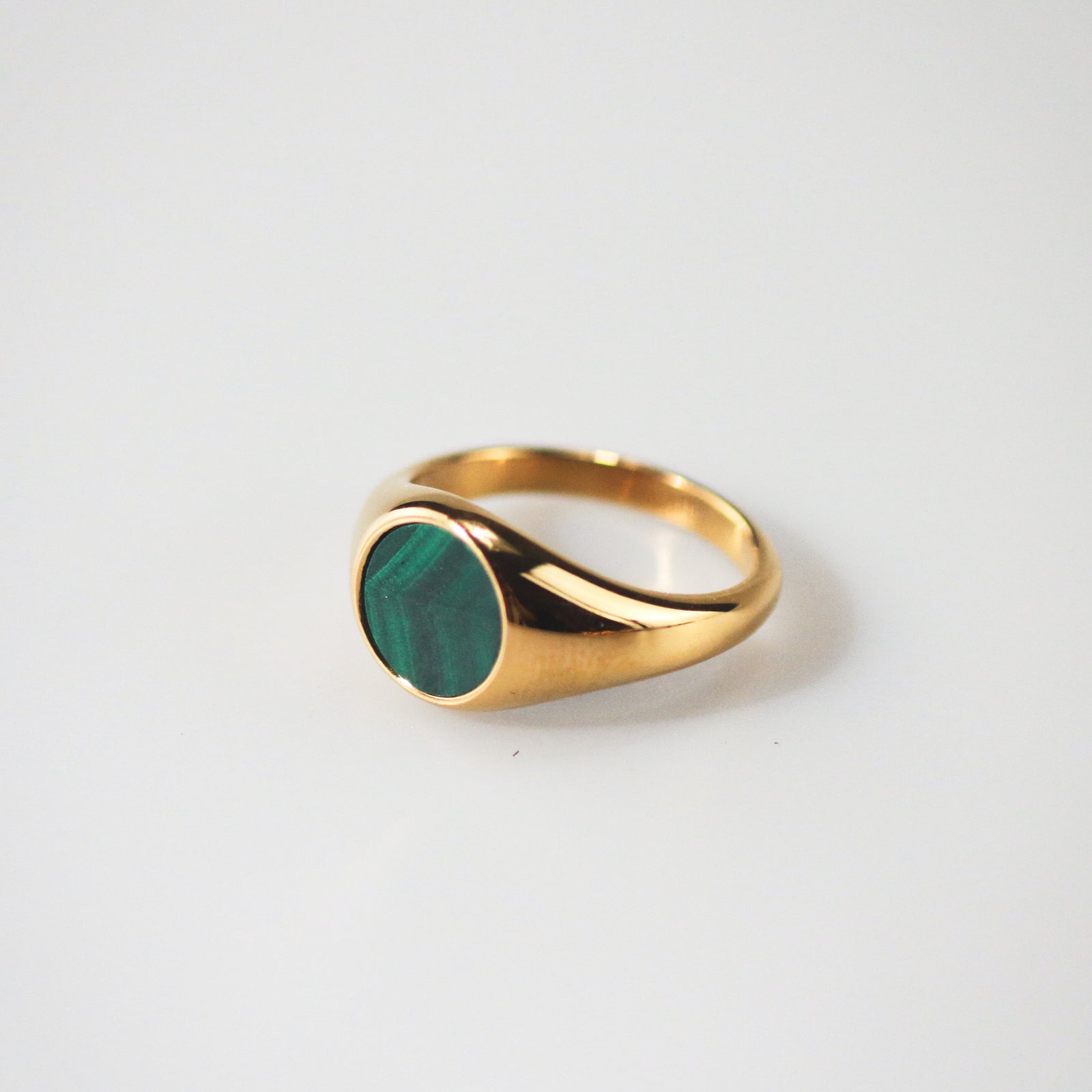 Meideya Jewelry Malachite Gemstone Signet Ring