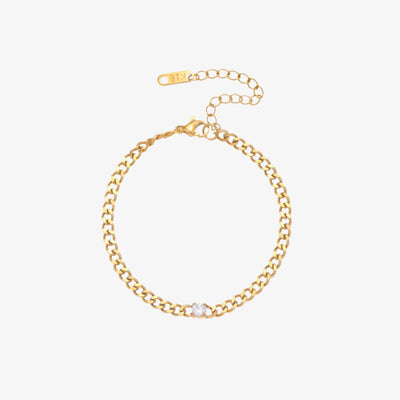 Solitaire Curb Chain Bracelet