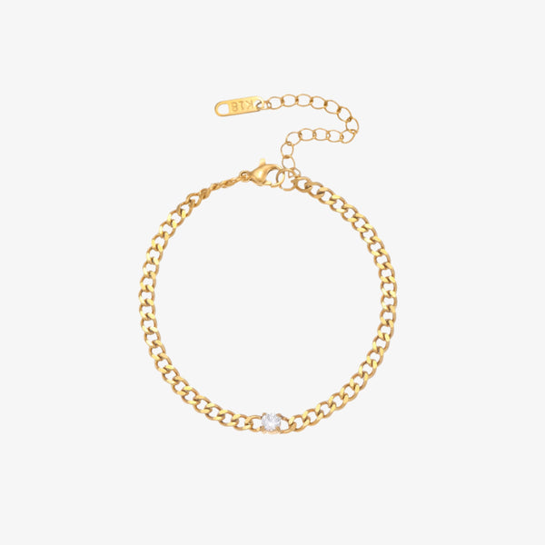 Solitaire Curb Chain Bracelet