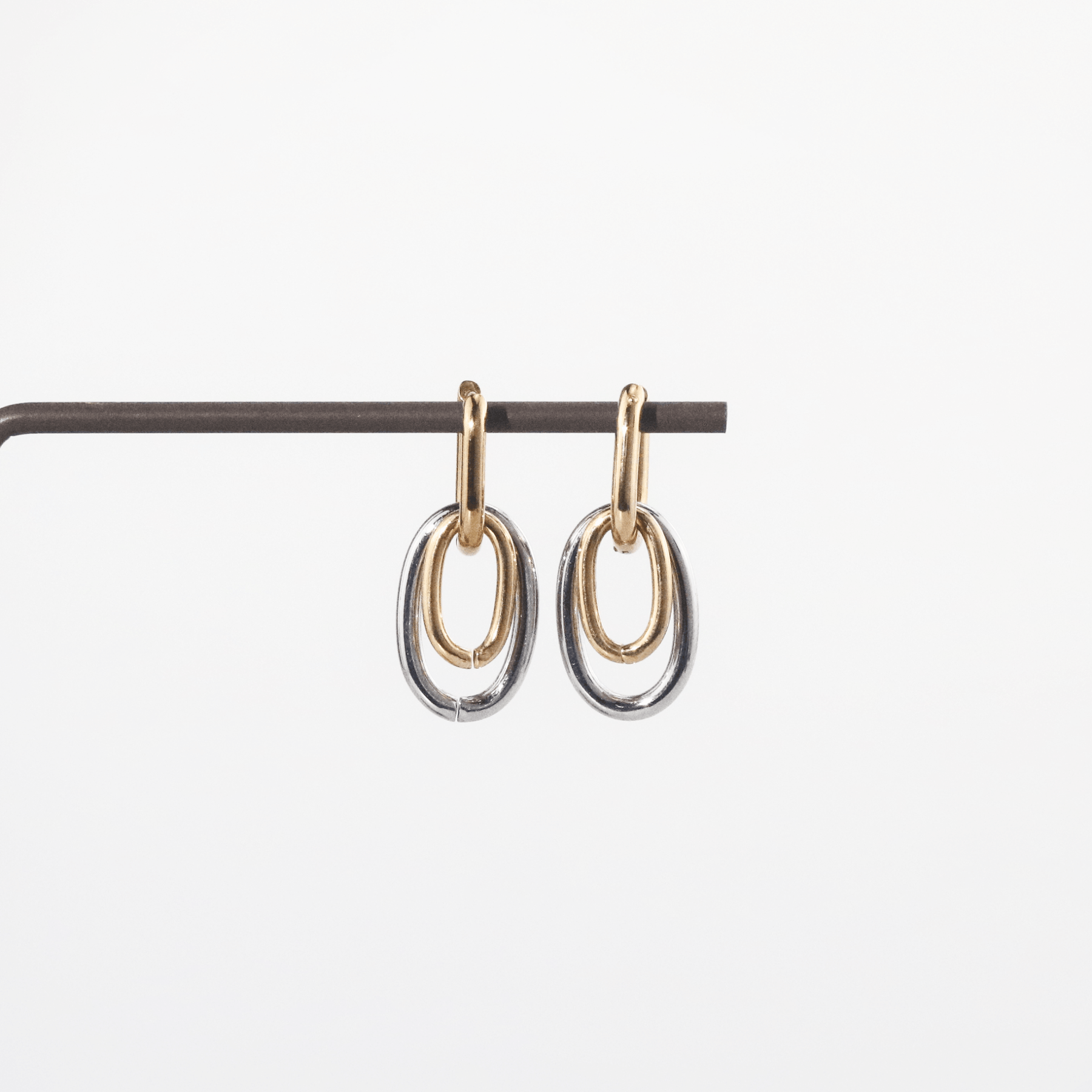 Mixed Metal Double Hoop Earrings