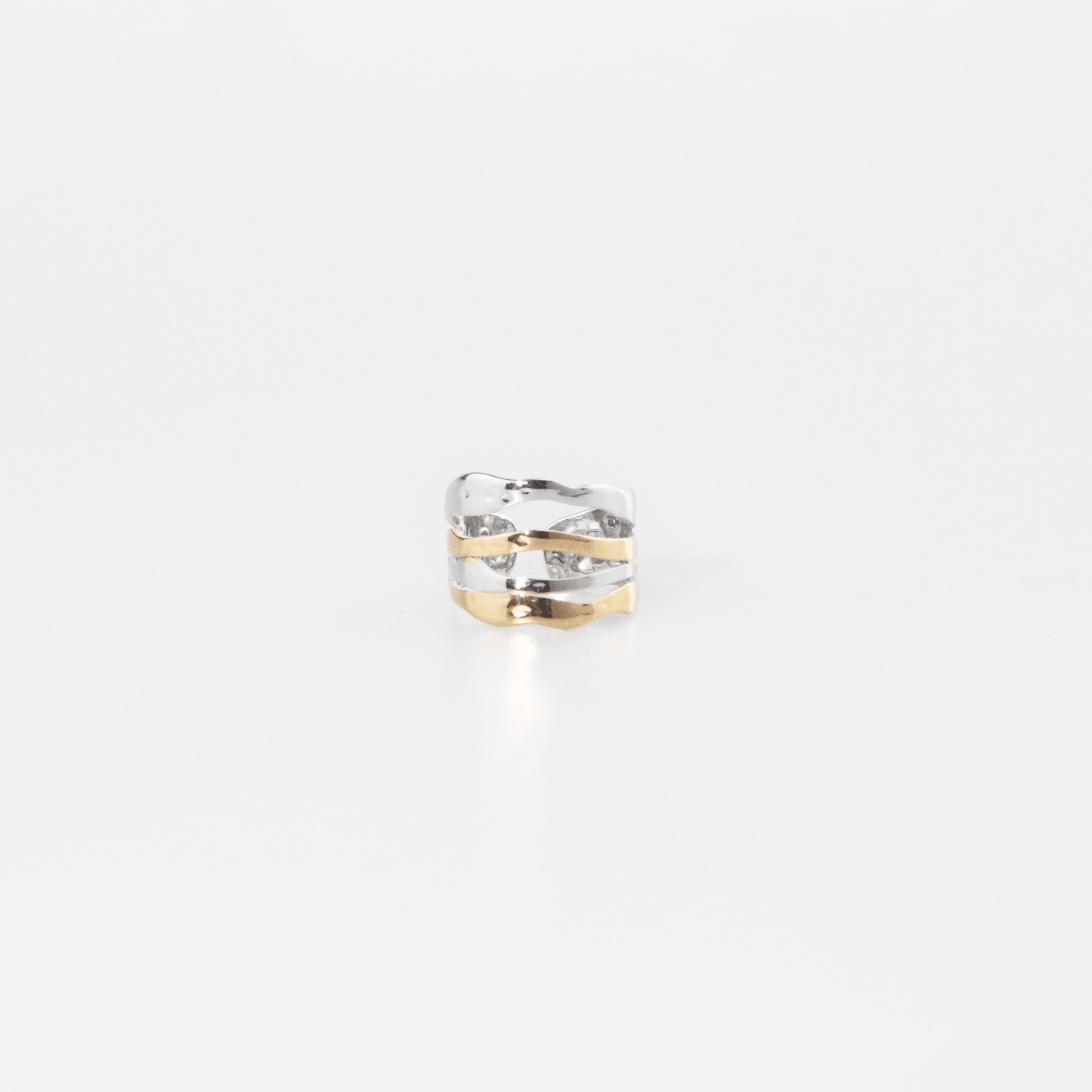 Mixed Multi Row Hammered Ring