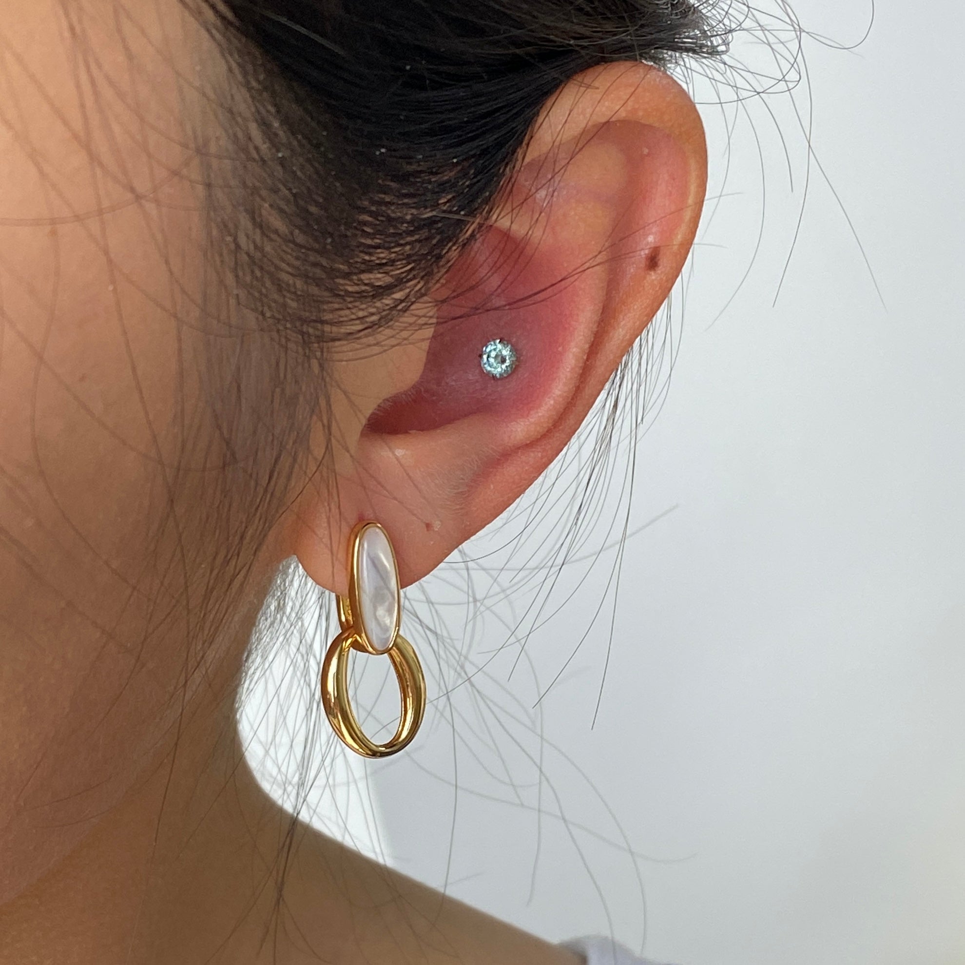 Nerida Mother of Pearl Hoop Earrings