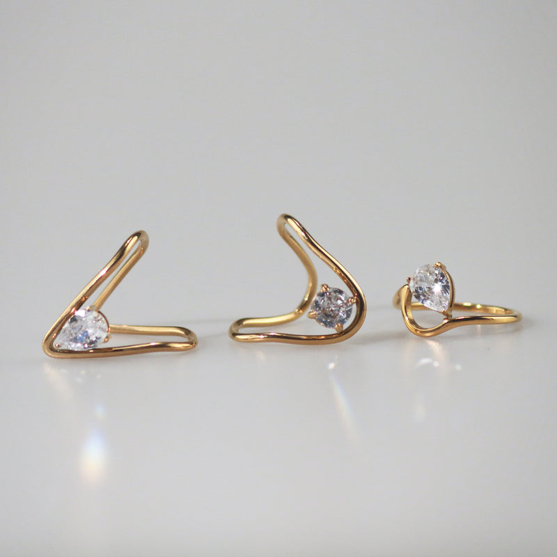 Meideya Jewelry Pear Cut Gemstone Ring