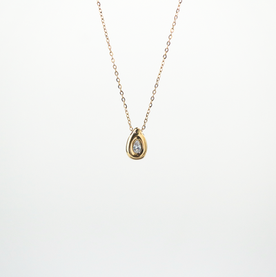 Pear Bezel Teardrop Necklace