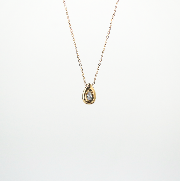 Pear Bezel Teardrop Necklace