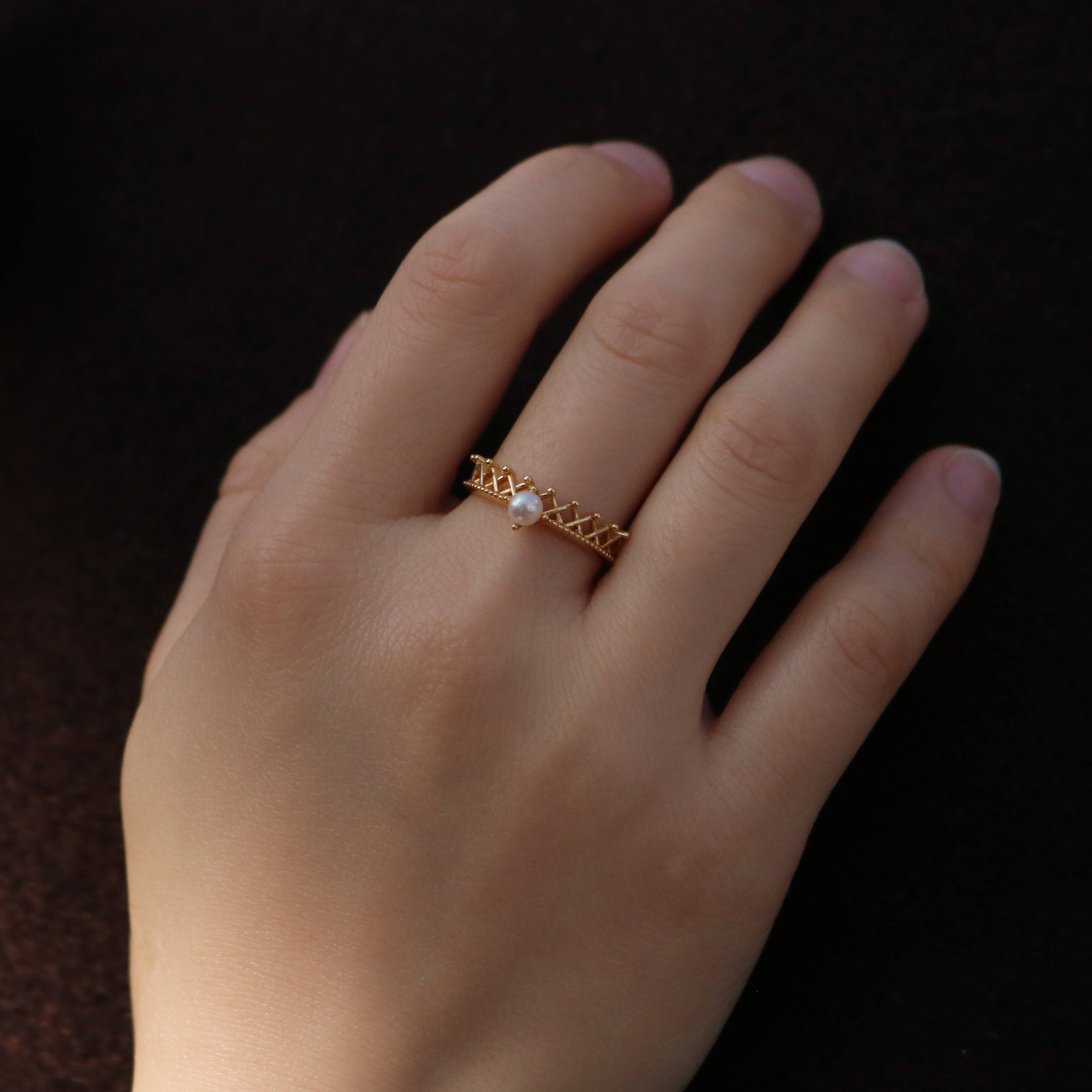Meideya Jewelry Pearl Crown Ring