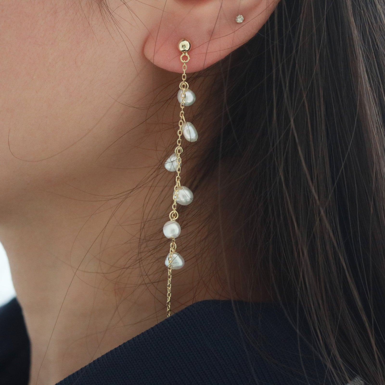 Meideya Jewelry Pearl Stud Drop Earrings