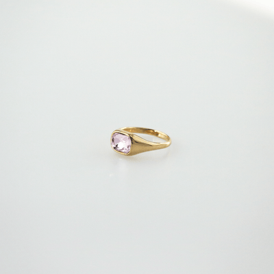 Pink Emerald Cut Ring