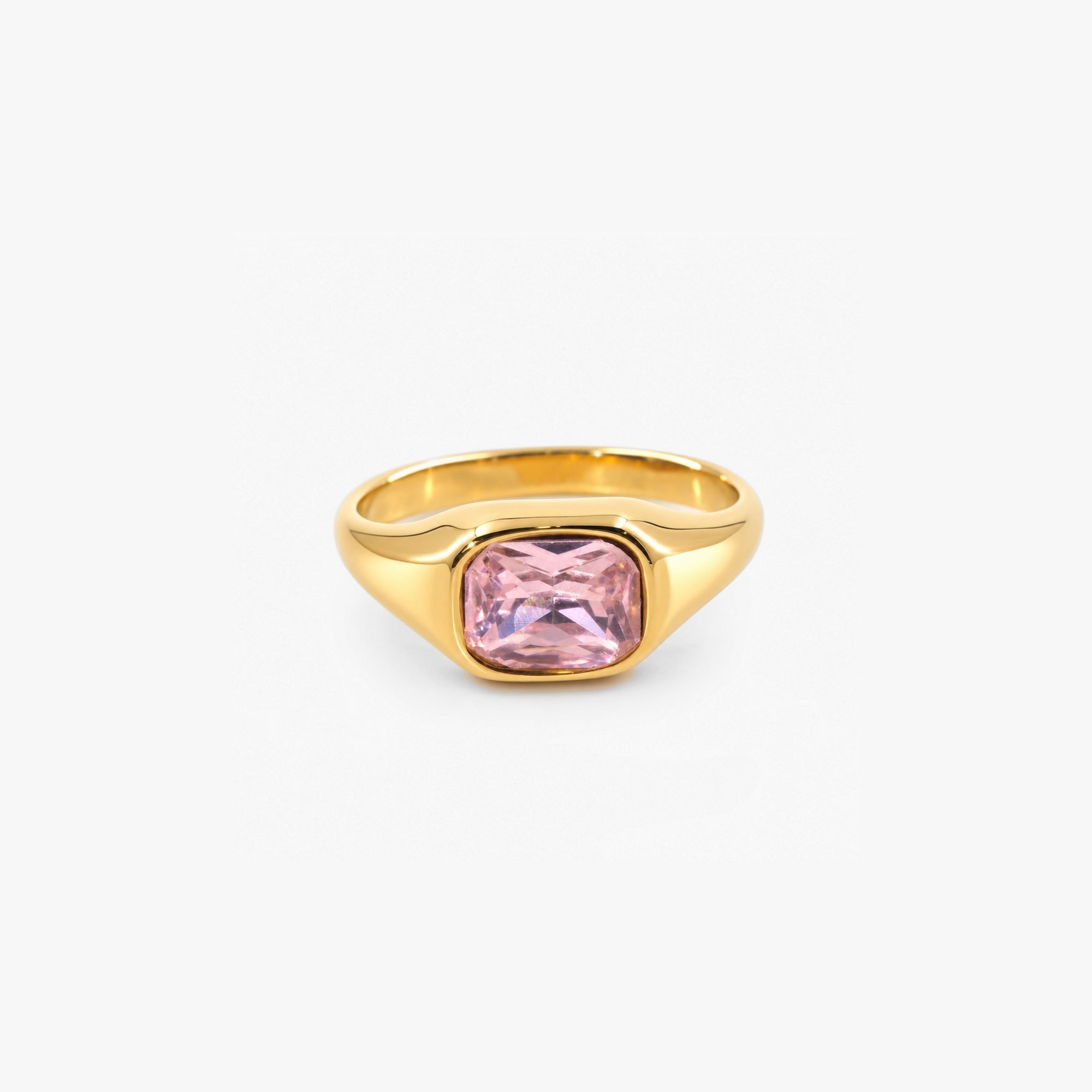 Pink Emerald Cut Ring