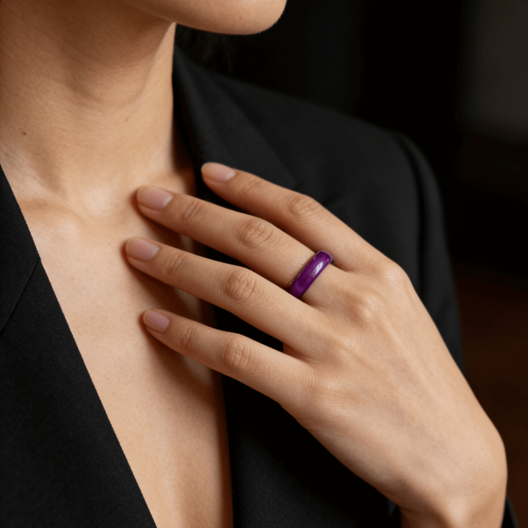 Purple Jade  Band Ring