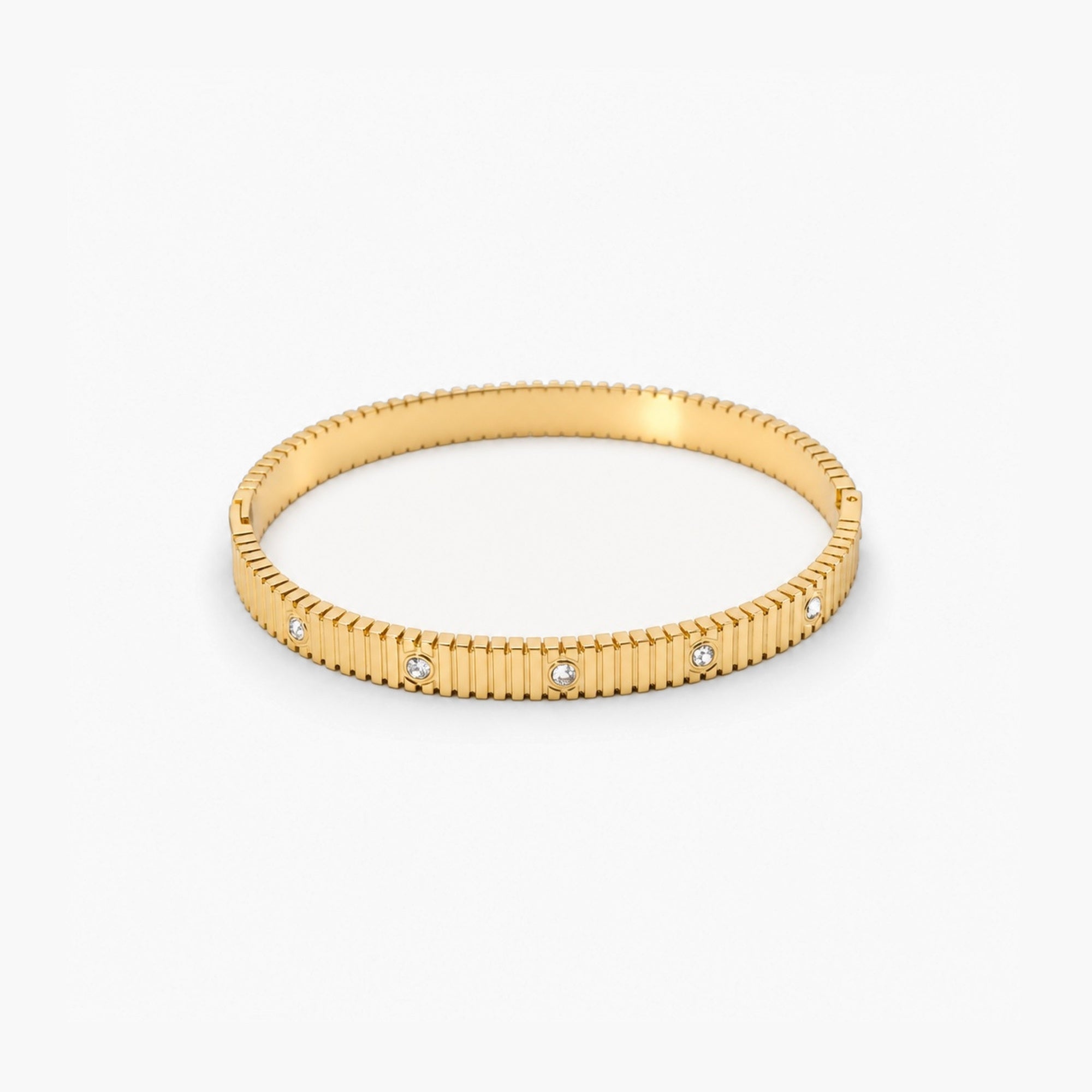 Ribbed Crystal Bangle